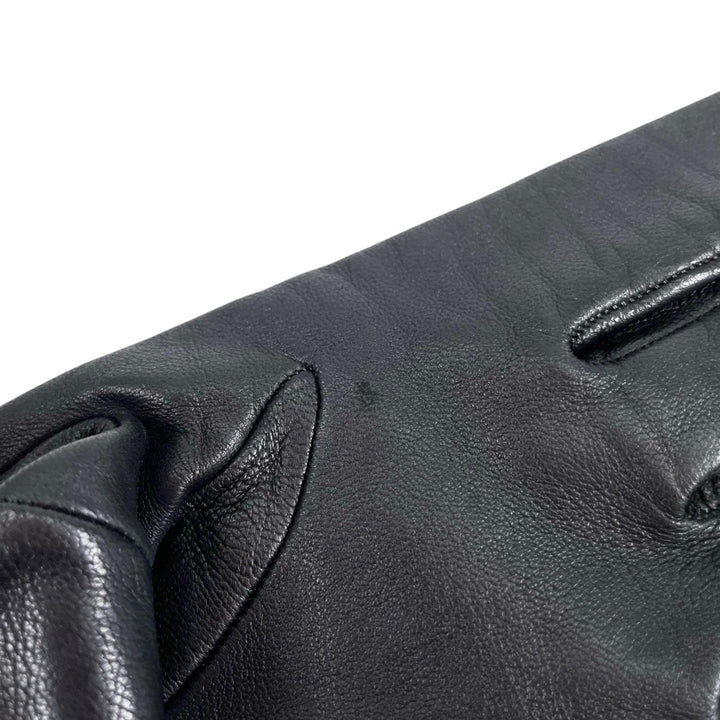 美品▲HERMES エルメス ソヤ アニョー グラッセ 裏地シルク100％ ケリー ゴールド金具 レザー グローブ 手袋 ブラック 7 仏製 レディース