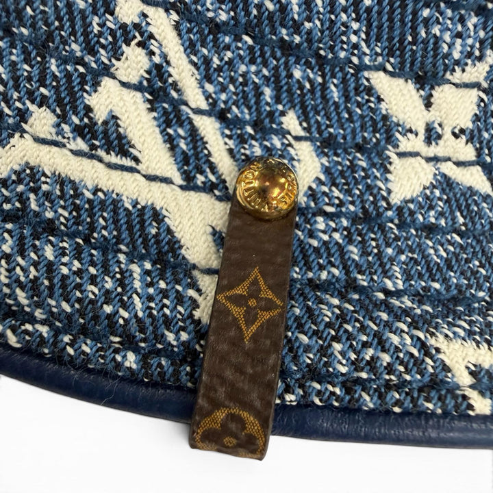 極美品☆LOUIS VUITTON ルイヴィトン M77433 モノグラム ボブ デニムハット インディゴブルー S 伊製 正規品 レディース 箱・保存袋付き