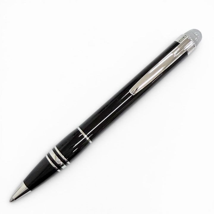 極美品△MONTBLANC モンブラン スターウォーカー レジン ホワイトスター ツイスト式 ボールペン ブラック シルバー ドイツ製 筆記確認済
