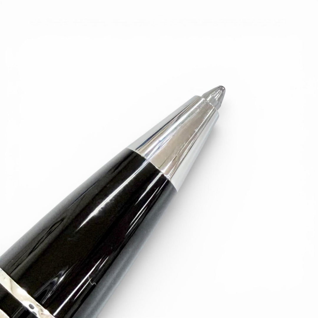 極美品△MONTBLANC モンブラン スターウォーカー レジン ホワイトスター ツイスト式 ボールペン ブラック シルバー ドイツ製 筆記確認済