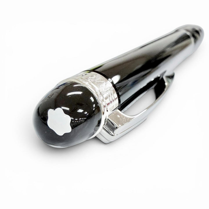 極美品△MONTBLANC モンブラン スターウォーカー レジン ホワイトスター ツイスト式 ボールペン ブラック シルバー ドイツ製 筆記確認済