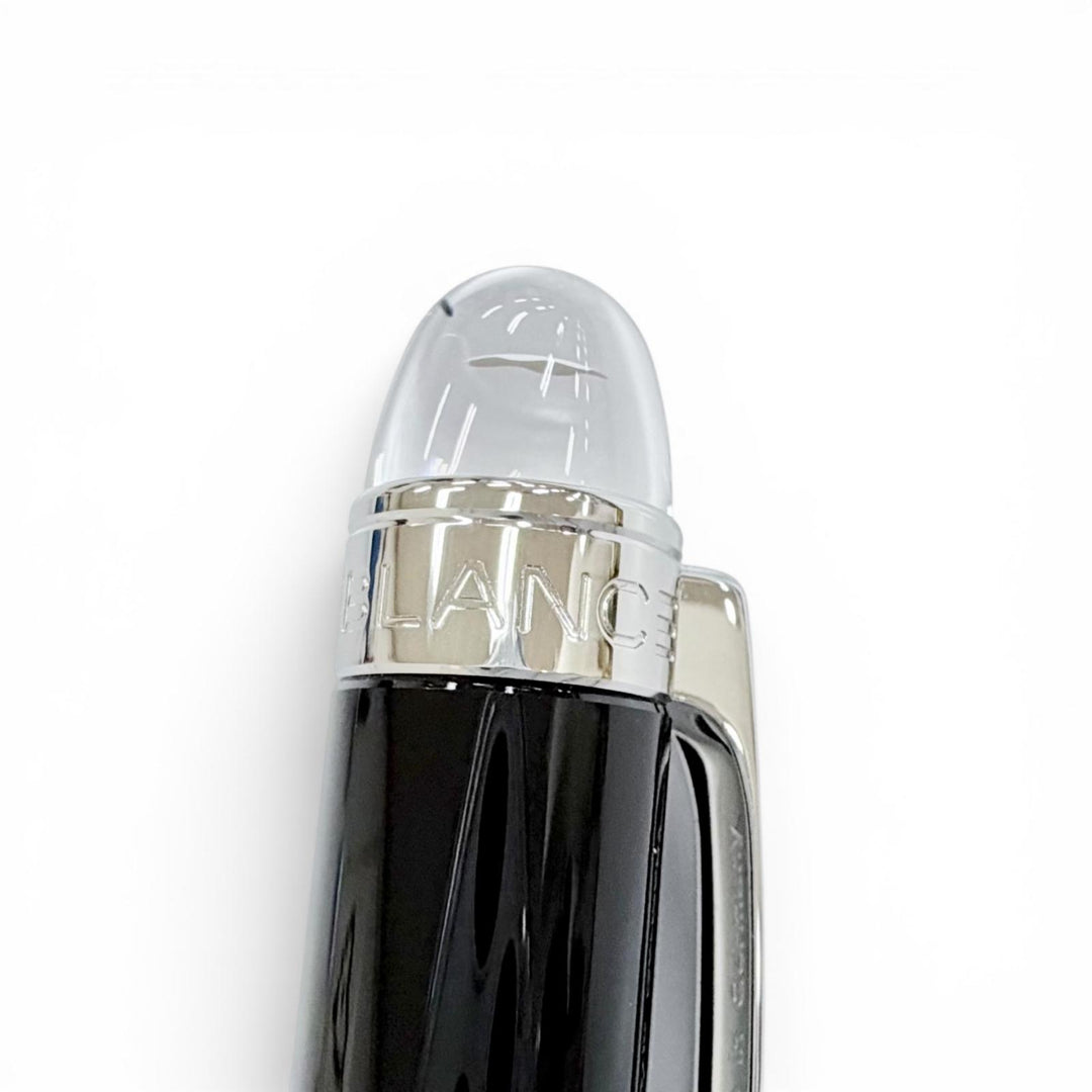 極美品△MONTBLANC モンブラン スターウォーカー レジン ホワイトスター ツイスト式 ボールペン ブラック シルバー ドイツ製 筆記確認済