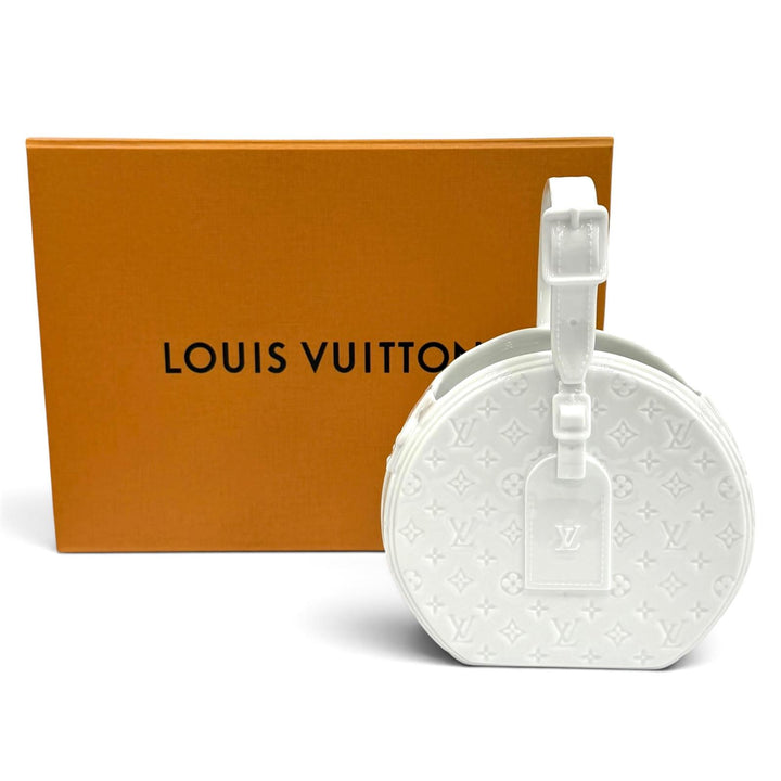 未使用品★LOUIS VUITTON ルイヴィトン GI0576 ヴェース ポーセリン モノグラム パターン エンボス加工 バッグモチーフ 花瓶 白 箱付
