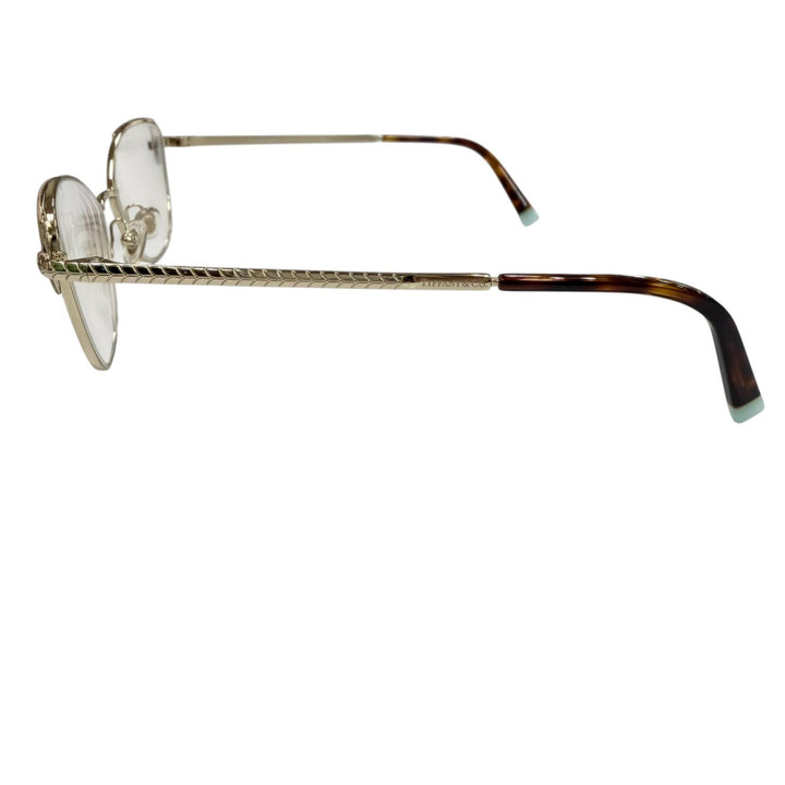極美品▼TIFFANY&amp;Co. ティファニー マーブル メガネ 眼鏡 アイウェア ゴールド クリアブラウン 53□16 140 度入 レディース ユニセックス