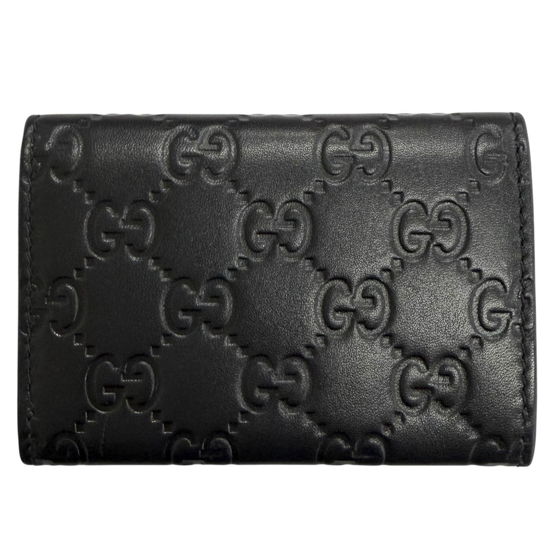 極美品△GUCCI グッチ 850176 GGエンブレム カードケース レザー グッチシマ 二つ折り パスケース 名刺入れ ブラック イタリア製 メンズ