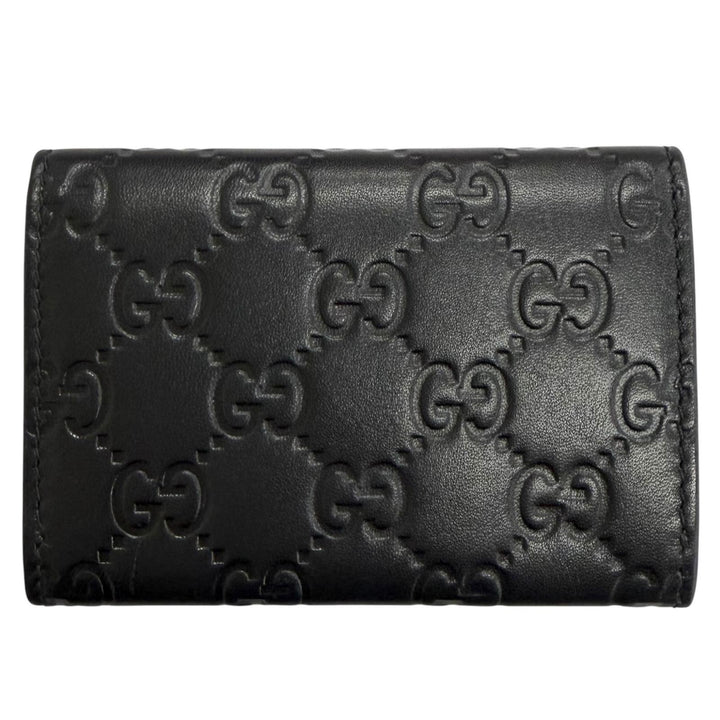 極美品△GUCCI グッチ 850176 GGエンブレム カードケース レザー グッチシマ 二つ折り パスケース 名刺入れ ブラック イタリア製 メンズ