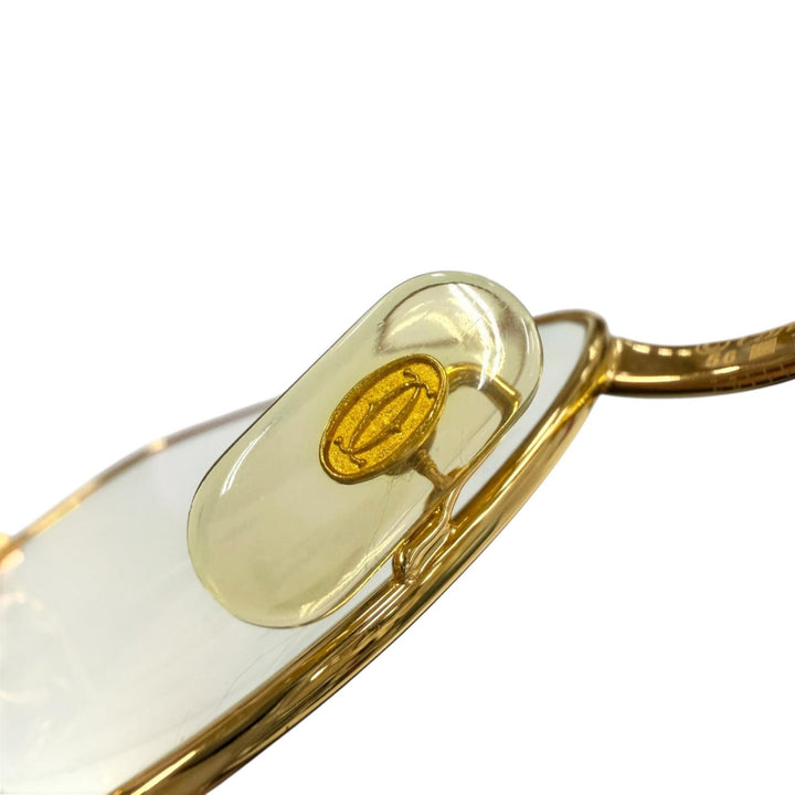 美品▼Cartier カルティエ ヴィンテージ トリニティ ロゴ金具付き メガネ 眼鏡 アイウェア ゴールド ボルドー 56□16 130 度入り メンズ