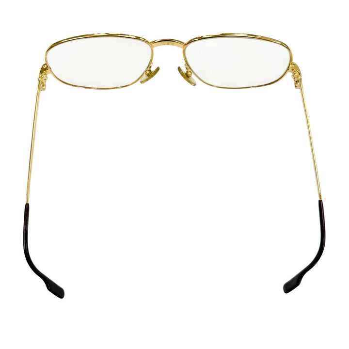 美品▼Cartier カルティエ ヴィンテージ トリニティ ロゴ金具付き メガネ 眼鏡 アイウェア ゴールド ボルドー 56□16 130 度入り メンズ