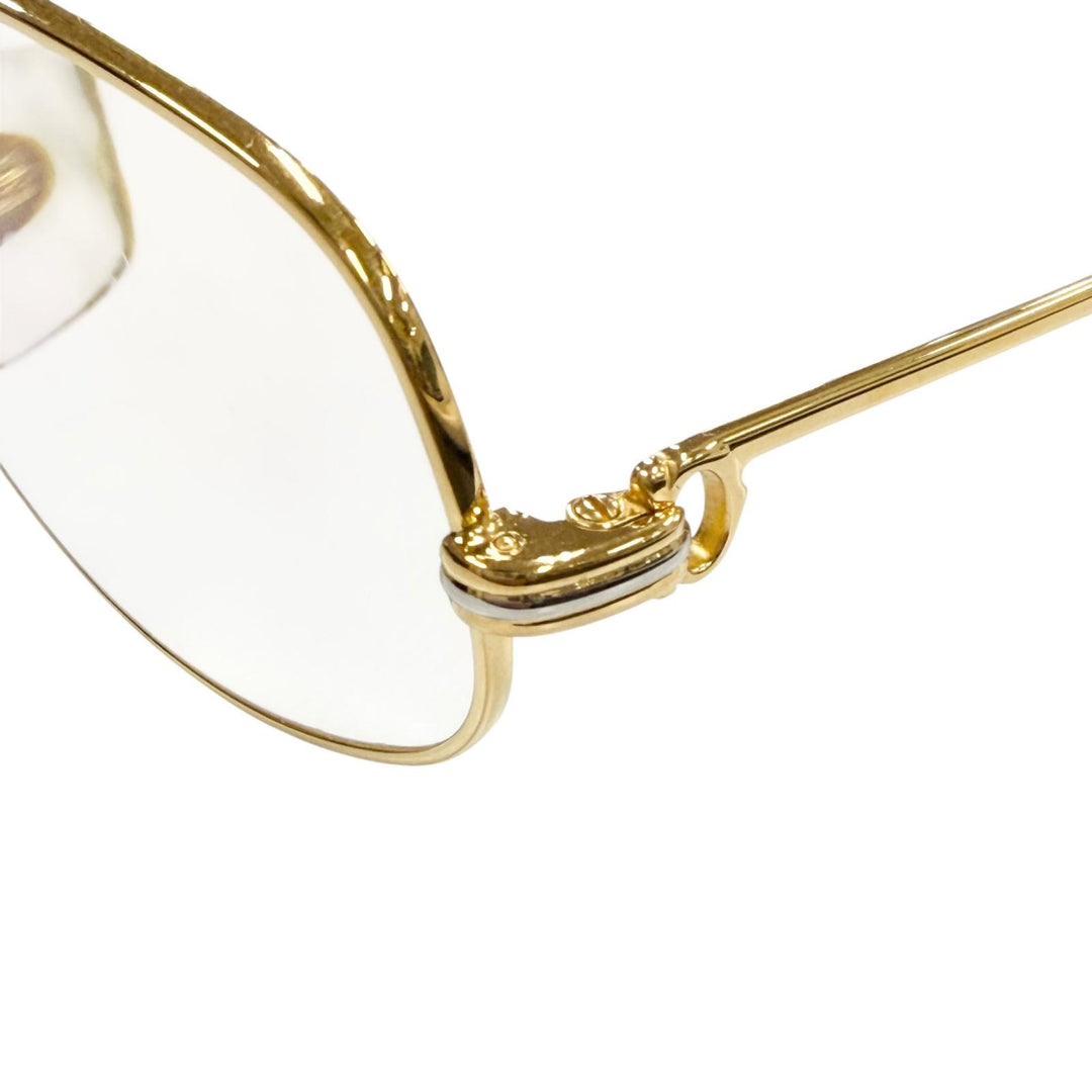 美品▼Cartier カルティエ ヴィンテージ トリニティ ロゴ金具付き メガネ 眼鏡 アイウェア ゴールド ボルドー 56□16 130 度入り メンズ