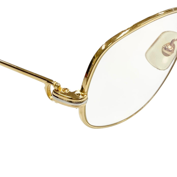 美品▼Cartier カルティエ ヴィンテージ トリニティ ロゴ金具付き メガネ 眼鏡 アイウェア ゴールド ボルドー 56□16 130 度入り メンズ
