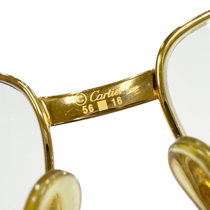 美品▼Cartier カルティエ ヴィンテージ トリニティ ロゴ金具付き メガネ 眼鏡 アイウェア ゴールド ボルドー 56□16 130 度入り メンズ