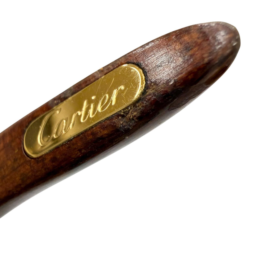 極美品▼Cartier カルティエ ヴィンテージ 51□20 130b トリニティ ウッドテンプル ロゴ金具付き メガネ 眼鏡 アイウェア ゴールド 度入