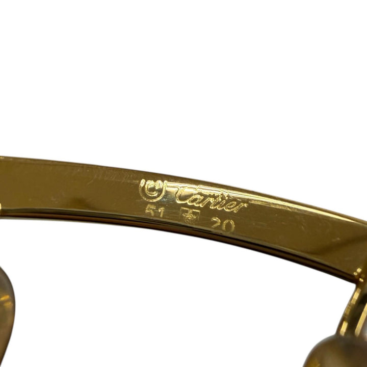 極美品▼Cartier カルティエ ヴィンテージ 51□20 130b トリニティ ウッドテンプル ロゴ金具付き メガネ 眼鏡 アイウェア ゴールド 度入