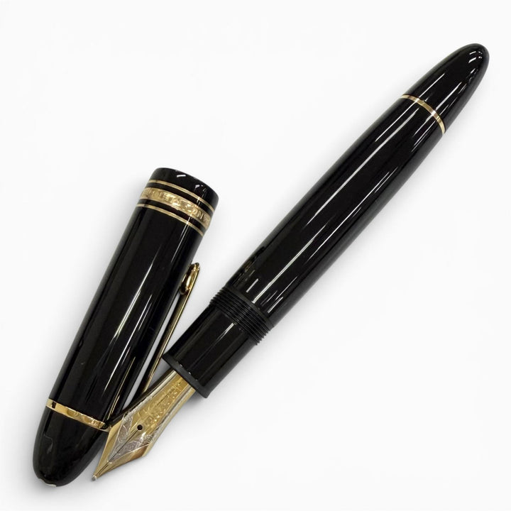 極美品△MONTBLANC モンブラン マイスターシュテュック 149 ペン先18K 1810 Bニブ 万年筆 ブラック ゴールド ドイツ製 メンズ インク付き