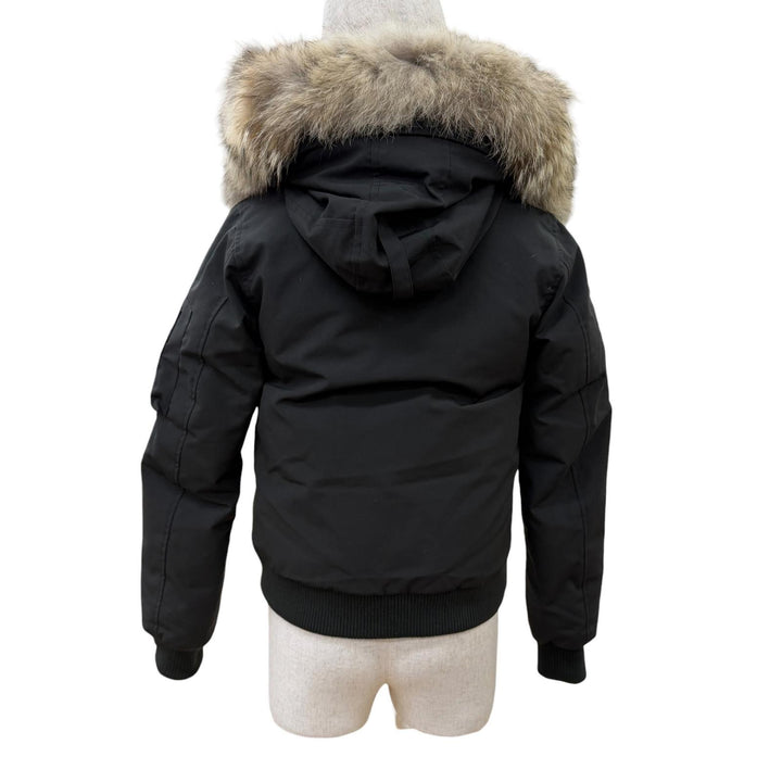 良品☆CANADA GOOSE カナダグース 7967JL LABRADOR BOMBER ショート丈 ファー・フード付 ダウンジャケット ブラック S 正規品 レディース