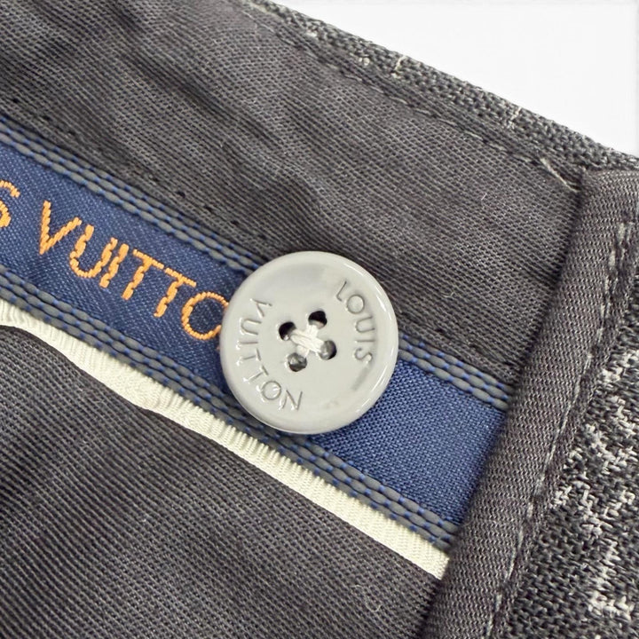 極美品△LOUIS VUITTON ルイヴィトン ウール シルク ダミエ LV スプレッド スラックス パンツ グレー 38 イタリア製 正規品 メンズ