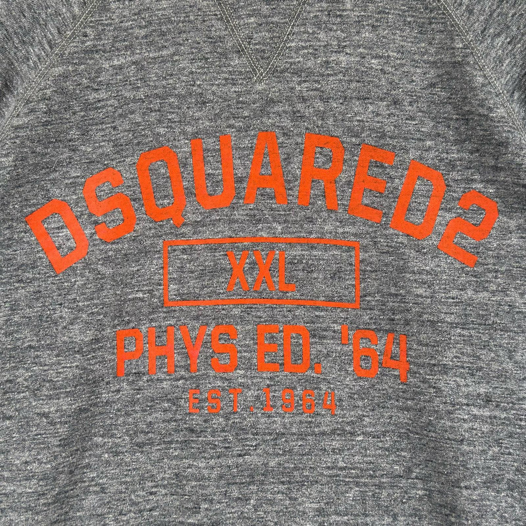 美品▲DSQUARED2 ディースクエアード S74GU0176 コットン100% ロゴプリント クルーネック スウェット グレー S イタリア製 正規品 メンズ