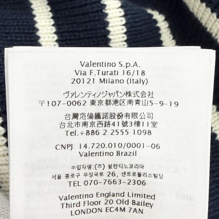 極美品△VALENTINO ヴァレンティノ 25SS 6V3KC33MAR6 コットン100% ロゴボタン ボーダー柄 長袖 ニット ネイビー ホワイト L 伊製 正規品