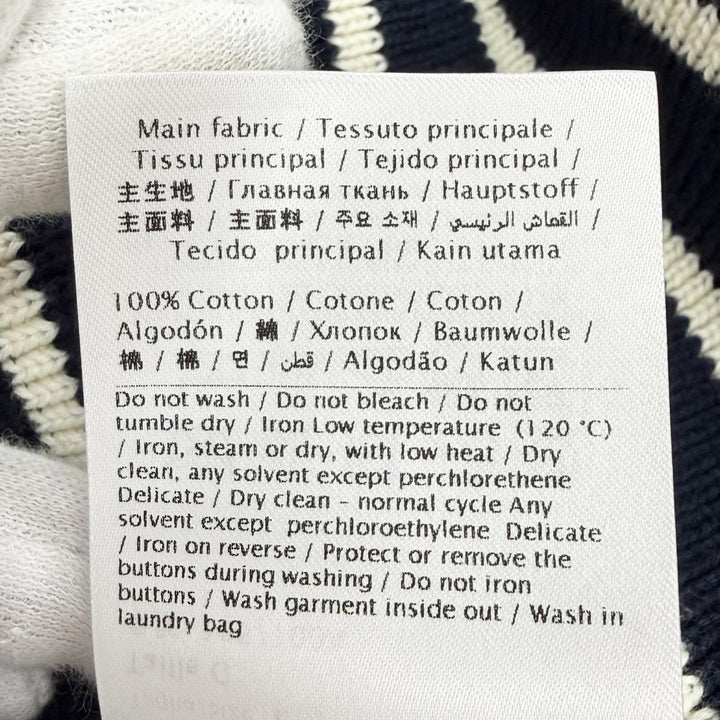 極美品△VALENTINO ヴァレンティノ 25SS 6V3KC33MAR6 コットン100% ロゴボタン ボーダー柄 長袖 ニット ネイビー ホワイト L 伊製 正規品