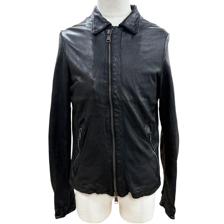 美品▼GIORGIO BRATO ジョルジオブラット GU18F5655V 羊革 ラムレザー WZIPUP ライダースジャケット ブラック 48 伊製 正規品 メンズ