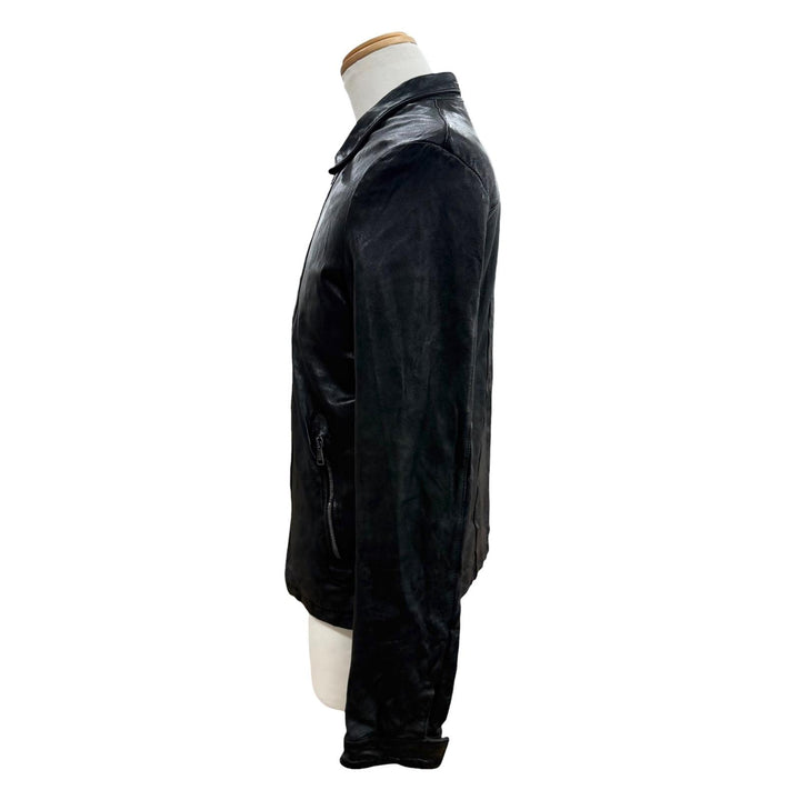 美品▼GIORGIO BRATO ジョルジオブラット GU18F5655V 羊革 ラムレザー WZIPUP ライダースジャケット ブラック 48 伊製 正規品 メンズ