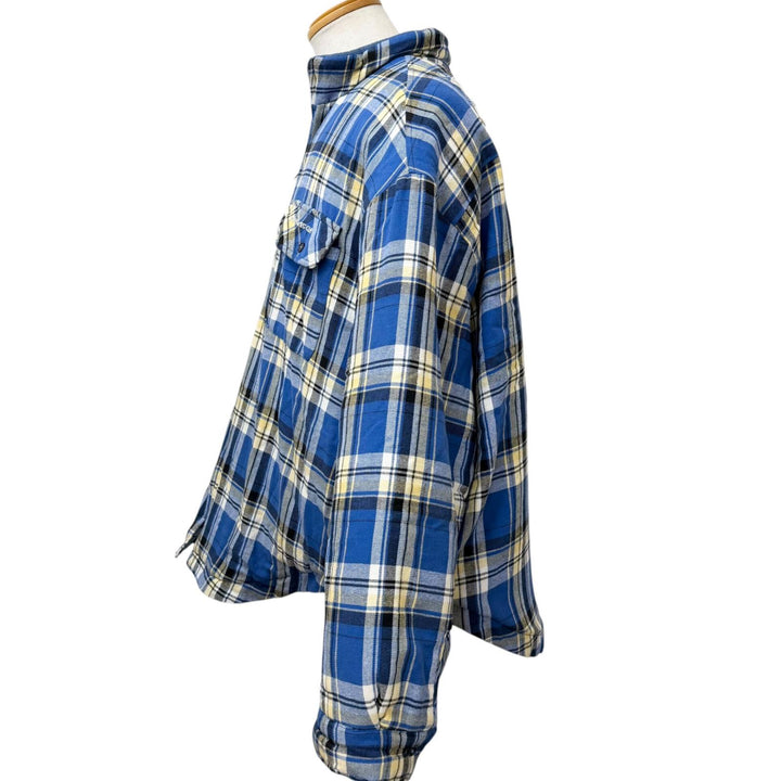 美品□PROJECT GR プロジェクト ジーアール 22AW コットン100％ チェック柄 フランネル 中綿入り ブルゾンジャケット ブルー 1 メンズ