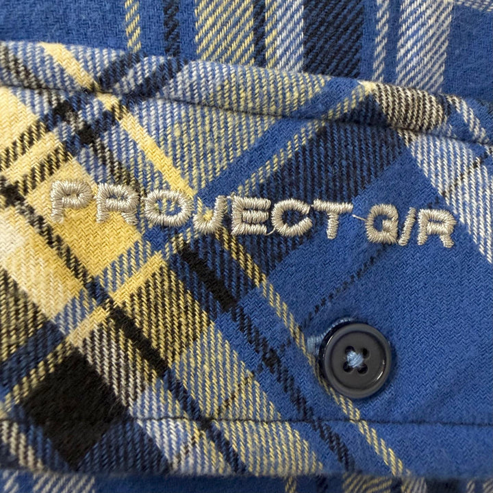 美品□PROJECT GR プロジェクト ジーアール 22AW コットン100％ チェック柄 フランネル 中綿入り ブルゾンジャケット ブルー 1 メンズ