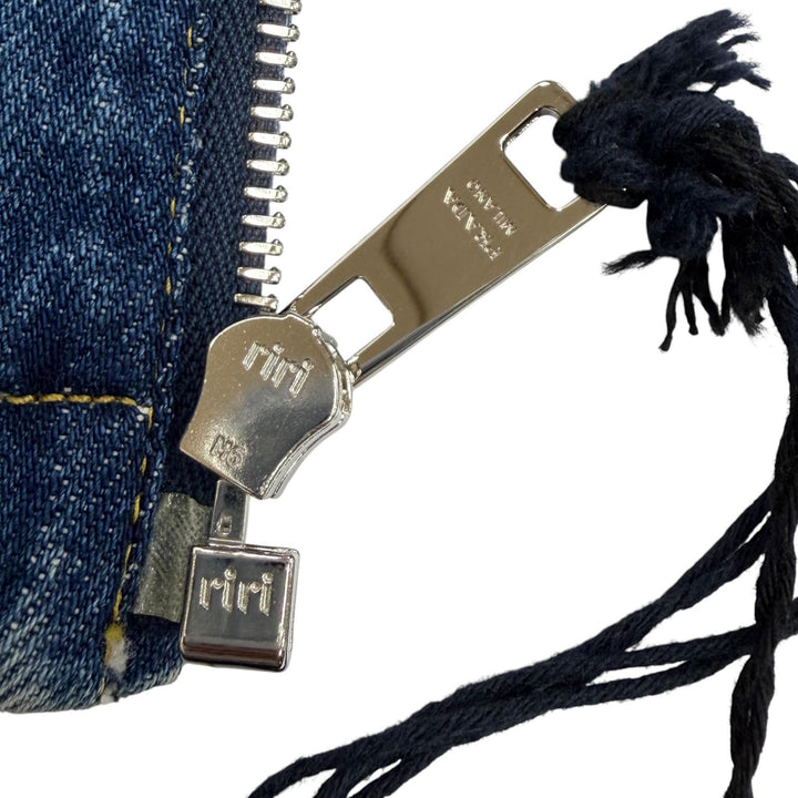 未使用品★PRADA プラダ 26SS GFB337 コットン100％ トライアングルロゴ エイジング加工 ZIP UP デニムジャケット インディゴ 38 正規品