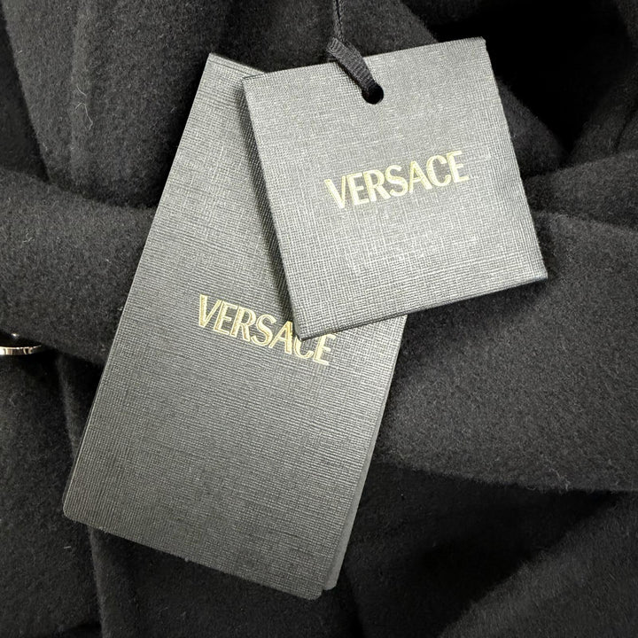 未使用品☆VERSACE ヴェルサーチ 2025年製 1023041 ウール カシミヤ メデューサボタン コート ブラック 36 イタリア製 正規品 レディース