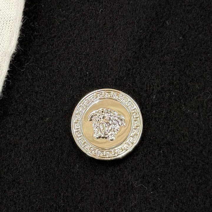 未使用品☆VERSACE ヴェルサーチ 2025年製 1023041 ウール カシミヤ メデューサボタン コート ブラック 36 イタリア製 正規品 レディース