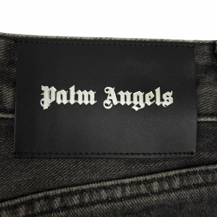 【ドンドン見直し】美品□PALM ANGELS パームエンジェルス PMYA012C99DEN001 ロゴプリント デニムパンツ グレー 29 イタリア製 正規品