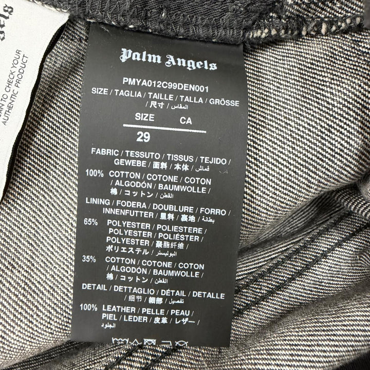 【ドンドン見直し】美品□PALM ANGELS パームエンジェルス PMYA012C99DEN001 ロゴプリント デニムパンツ グレー 29 イタリア製 正規品