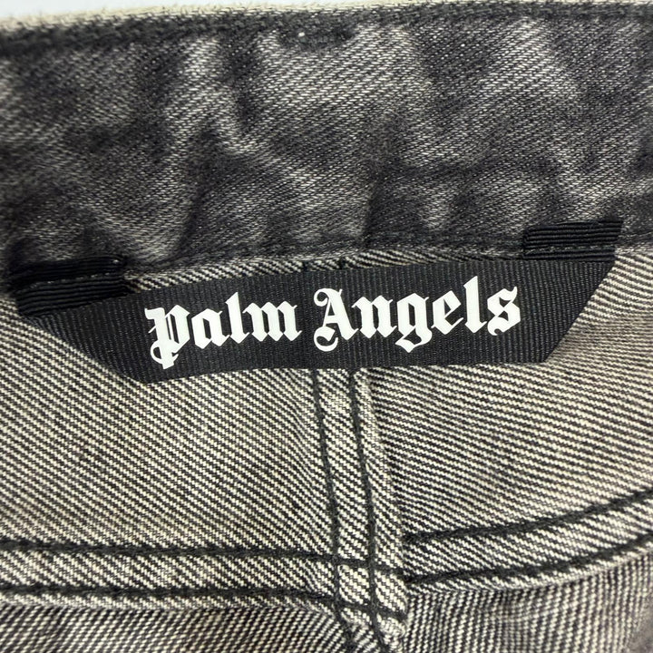 【ドンドン見直し】美品□PALM ANGELS パームエンジェルス PMYA012C99DEN001 ロゴプリント デニムパンツ グレー 29 イタリア製 正規品