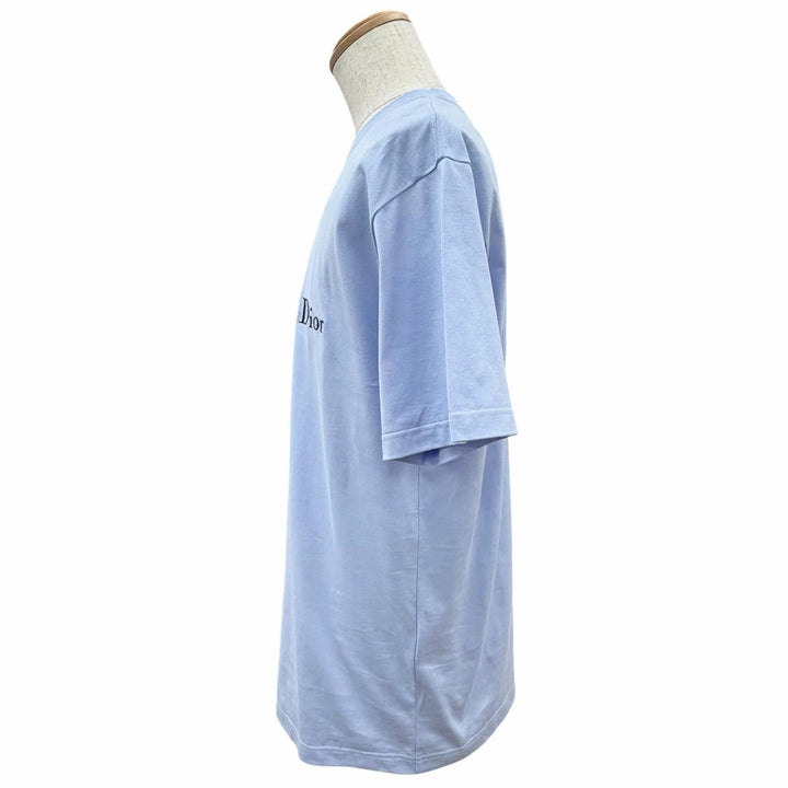 極美品△DIOR ディオール 26SS 683J606A3282 リラックスフィット ロゴ刺繍 コットンジャージー 半袖Ｔシャツ ライトブルー M 伊製 正規品