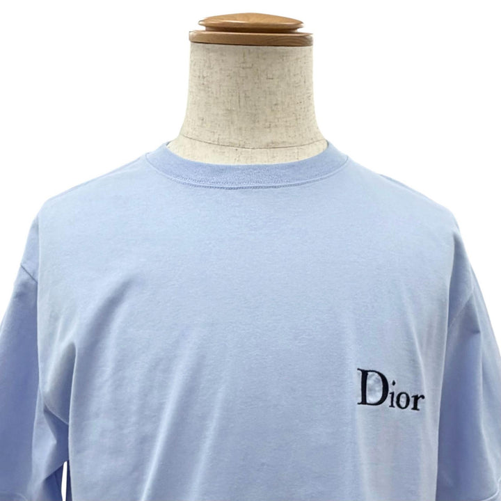 極美品△DIOR ディオール 26SS 683J606A3282 リラックスフィット ロゴ刺繍 コットンジャージー 半袖Ｔシャツ ライトブルー M 伊製 正規品