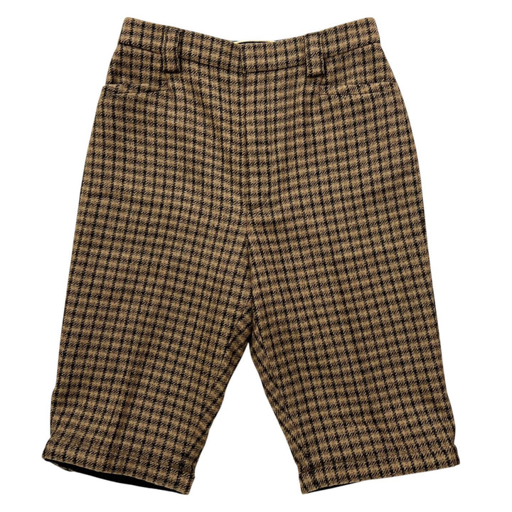 極美品▲SAINT LAURENT PARIS サンローランパリ 22SS 661318 ウール100％ チェック ハーフ パンツ ブラウン IT 36 正規品 レディース