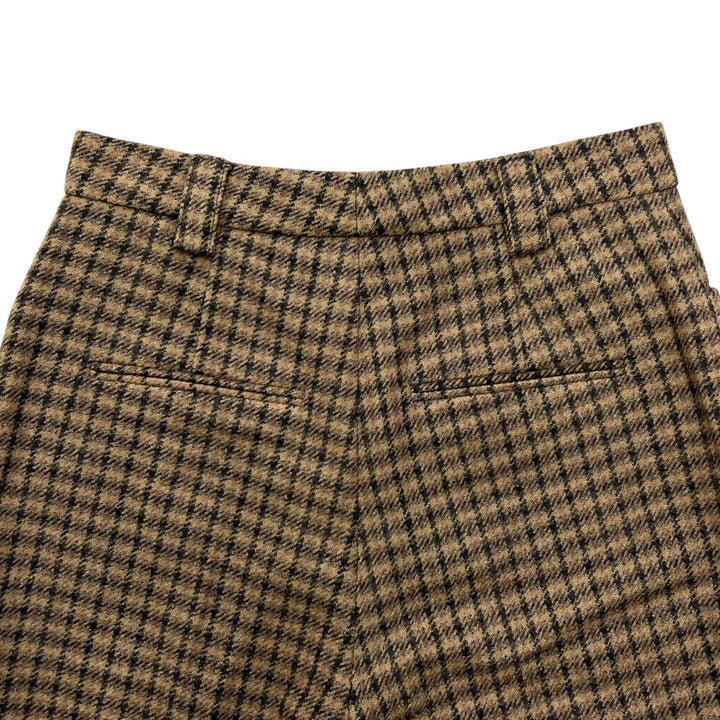 極美品▲SAINT LAURENT PARIS サンローランパリ 22SS 661318 ウール100％ チェック ハーフ パンツ ブラウン IT 36 正規品 レディース