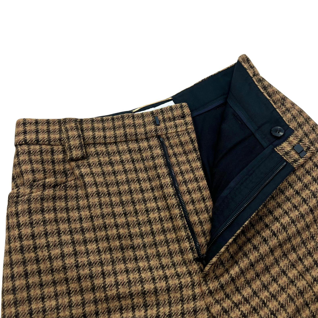 極美品▲SAINT LAURENT PARIS サンローランパリ 22SS 661318 ウール100％ チェック ハーフ パンツ ブラウン IT 36 正規品 レディース