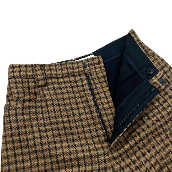 極美品▲SAINT LAURENT PARIS サンローランパリ 22SS 661318 ウール100％ チェック ハーフ パンツ ブラウン IT 36 正規品 レディース