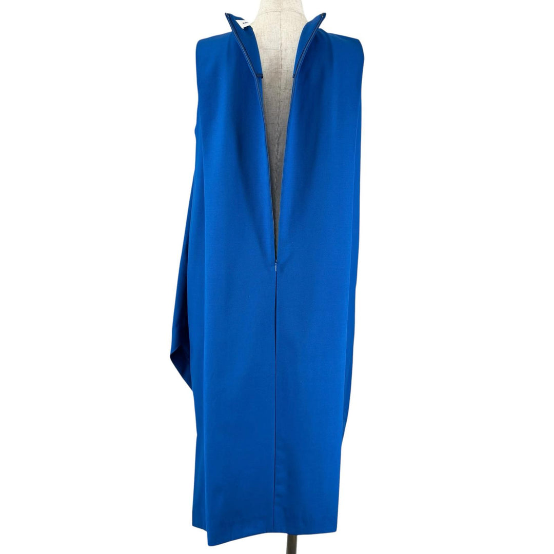 極美品▲ENFOLD エンフォルド 300BS333-0410 ウール100% ノースリーブ ロング ワンピース ドレス ブルー 38 日本製 正規品 レディース