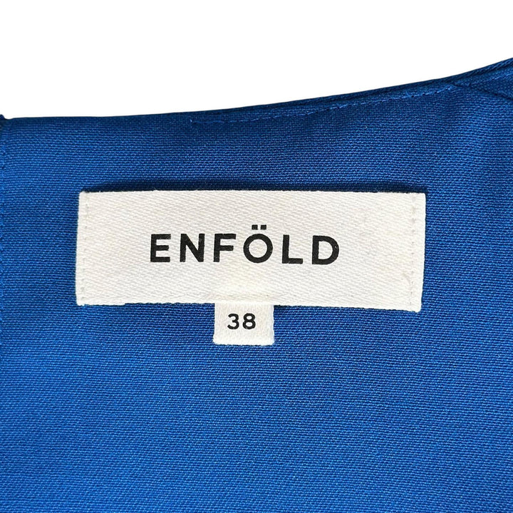 極美品▲ENFOLD エンフォルド 300BS333-0410 ウール100% ノースリーブ ロング ワンピース ドレス ブルー 38 日本製 正規品 レディース