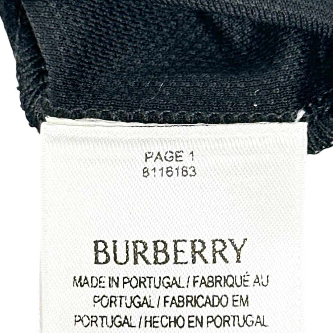 美品▲BURBERRY バーバリー 8116183 コットン100% 馬上の騎士 ロゴ金具 ロゴボタン 半袖ポロシャツ 黒 L ポルトガル製 正規品 メンズ