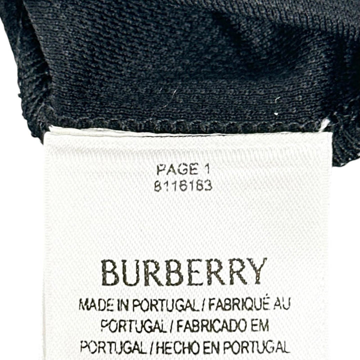 美品▲BURBERRY バーバリー 8116183 コットン100% 馬上の騎士 ロゴ金具 ロゴボタン 半袖ポロシャツ 黒 L ポルトガル製 正規品 メンズ