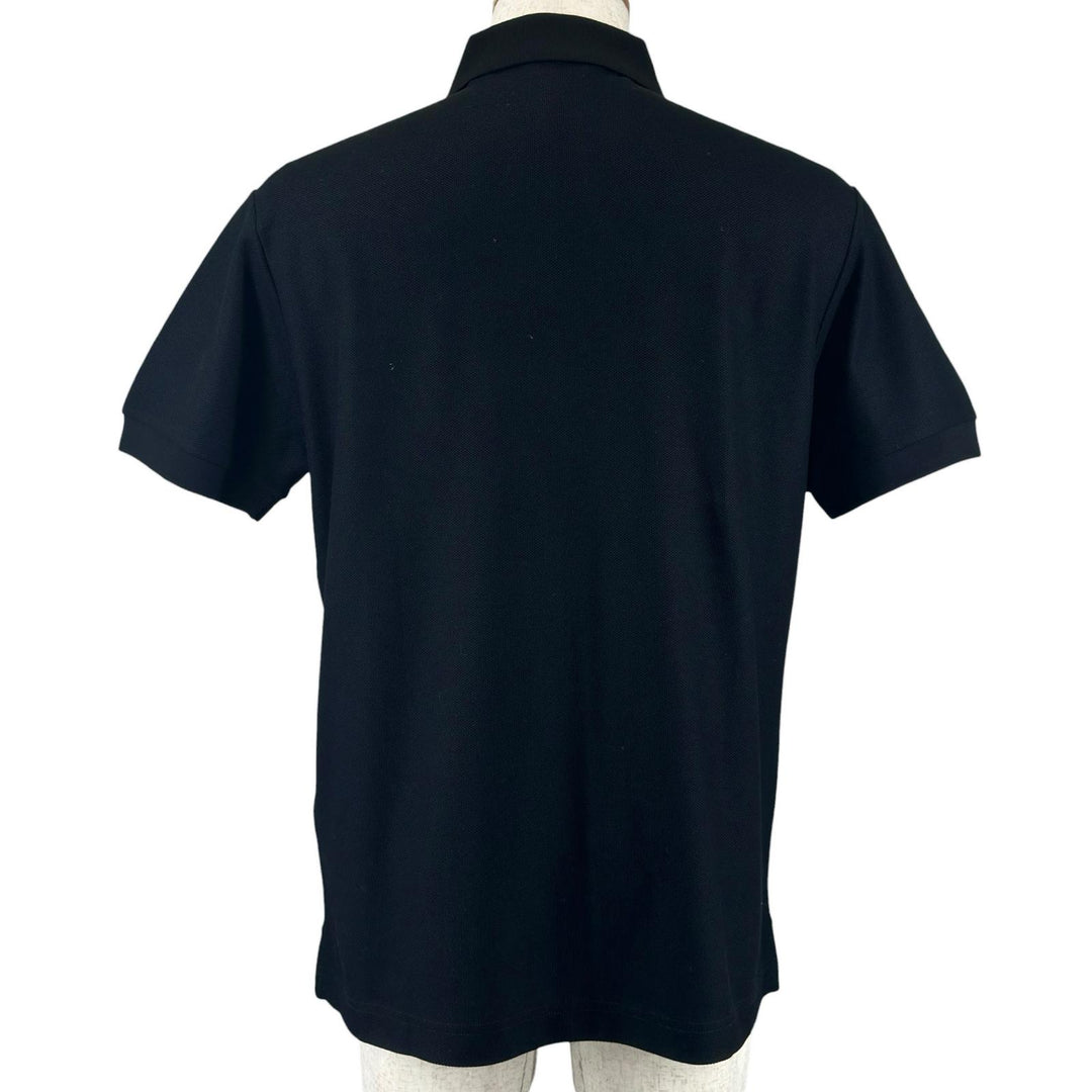 美品▲BURBERRY バーバリー 8116183 コットン100% 馬上の騎士 ロゴ金具 ロゴボタン 半袖ポロシャツ 黒 L ポルトガル製 正規品 メンズ