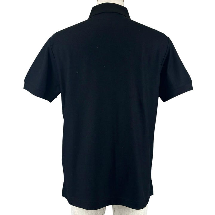 美品▲BURBERRY バーバリー 8116183 コットン100% 馬上の騎士 ロゴ金具 ロゴボタン 半袖ポロシャツ 黒 L ポルトガル製 正規品 メンズ