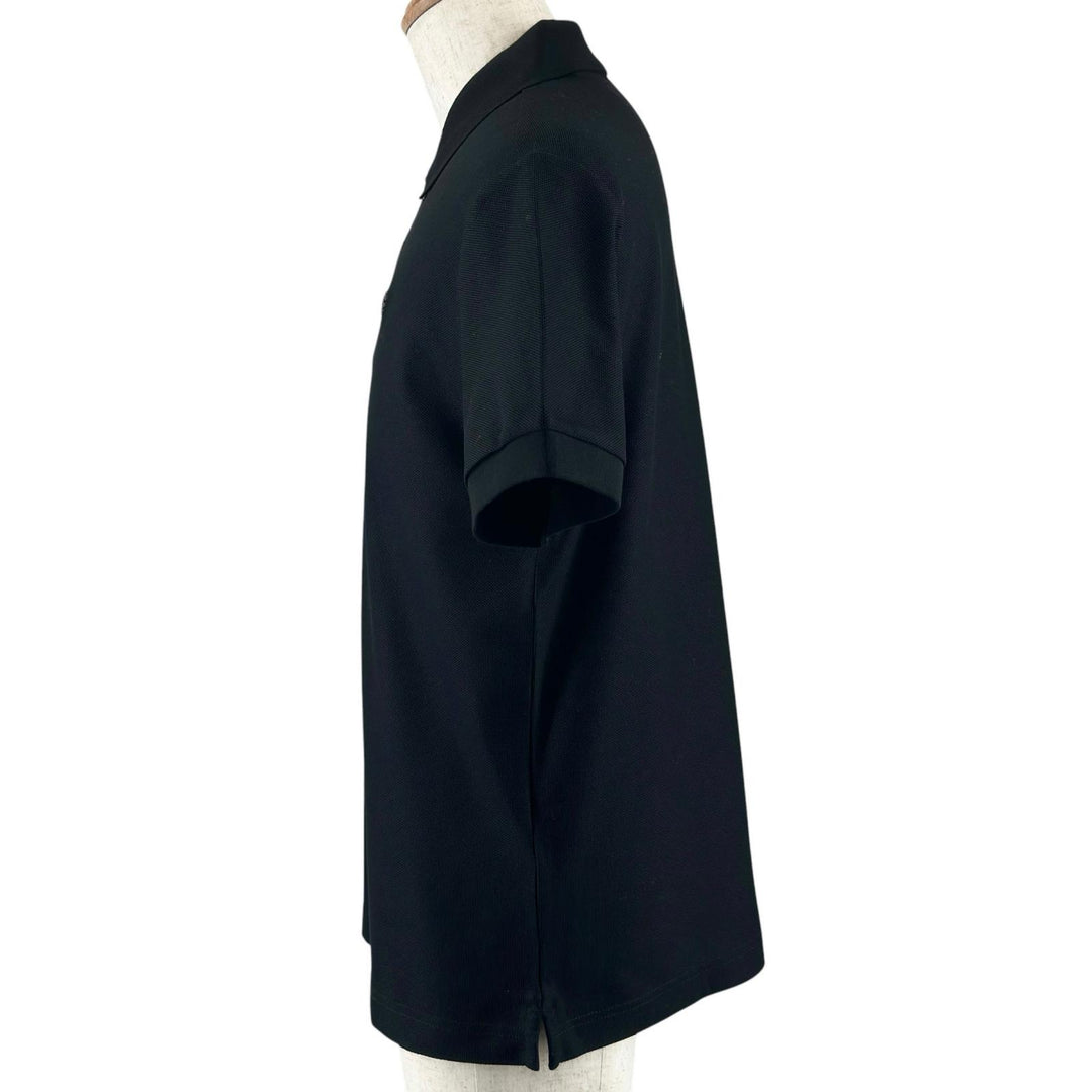 美品▲BURBERRY バーバリー 8116183 コットン100% 馬上の騎士 ロゴ金具 ロゴボタン 半袖ポロシャツ 黒 L ポルトガル製 正規品 メンズ