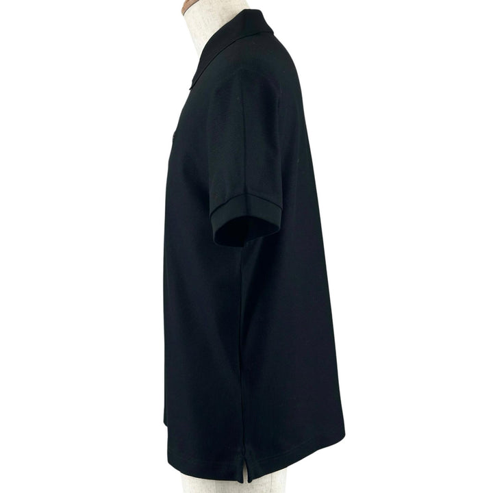 美品▲BURBERRY バーバリー 8116183 コットン100% 馬上の騎士 ロゴ金具 ロゴボタン 半袖ポロシャツ 黒 L ポルトガル製 正規品 メンズ
