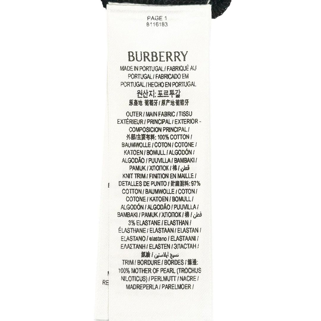 美品▲BURBERRY バーバリー 8116183 コットン100% 馬上の騎士 ロゴ金具 ロゴボタン 半袖ポロシャツ 黒 L ポルトガル製 正規品 メンズ