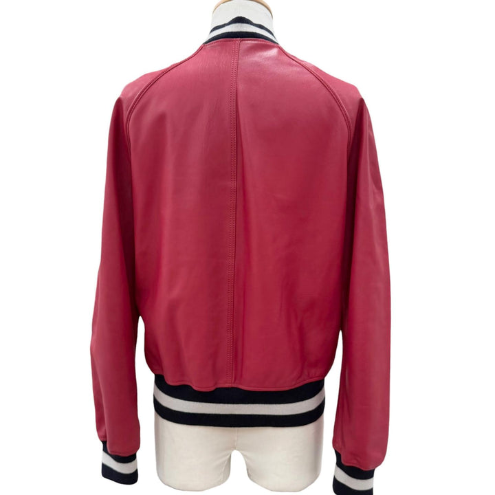美品□LANVIN ランバン 14AW RMLF0003H14 ラムレザー ルカ・オッセンドライバー ボンバージャケット ルビーレッド 48 イタリア製 正規品