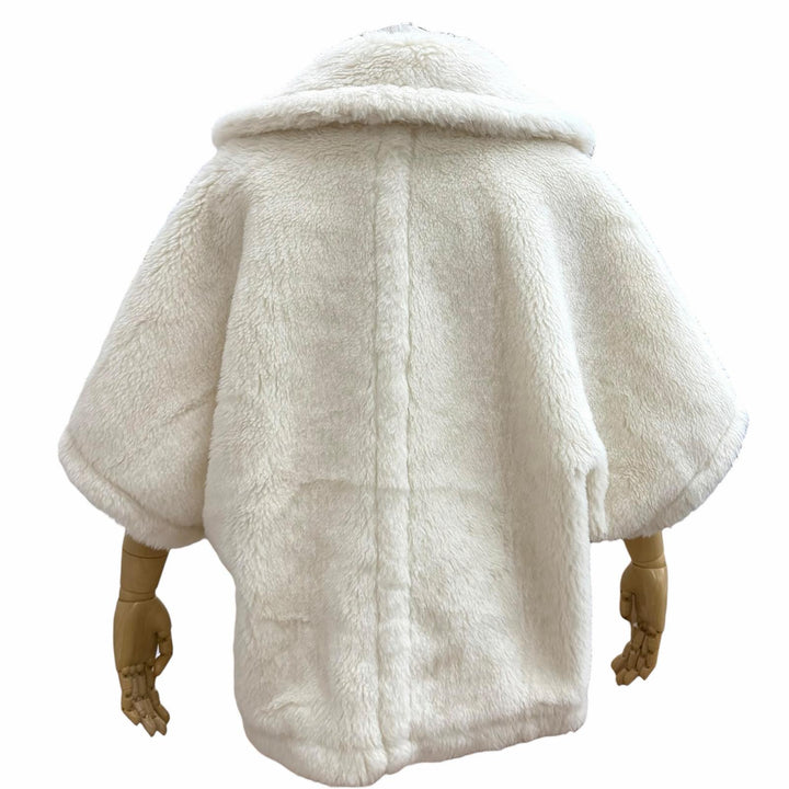 極美品★Max Mara マックスマーラ 2023年製 24147311416 テディベア アルパカ ウール混 ケープ ポンチョ 白 SM 正規品 ガーメント付